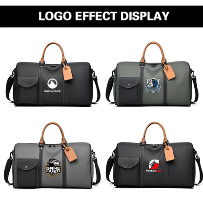 Custom Large Capacity Travel bag Totes Waterproof Crossbody Bag Man  Leather Travel Bag Handheld Bag print logo Business Handbag