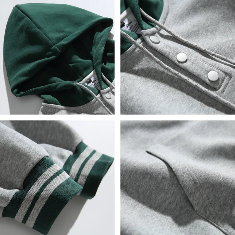 Akkad Kut 2026 New Men Splice Hooded Streetwear Fashion Loose Casual Pullover Sweatshirt Women Oversize Hoodies Jacket Tops