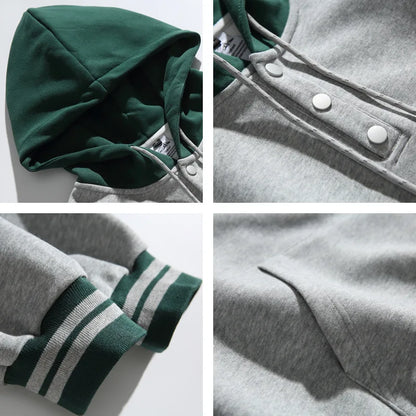 Akkad Kut 2026 New Men Splice Hooded Streetwear Fashion Loose Casual Pullover Sweatshirt Women Oversize Hoodies Jacket Tops