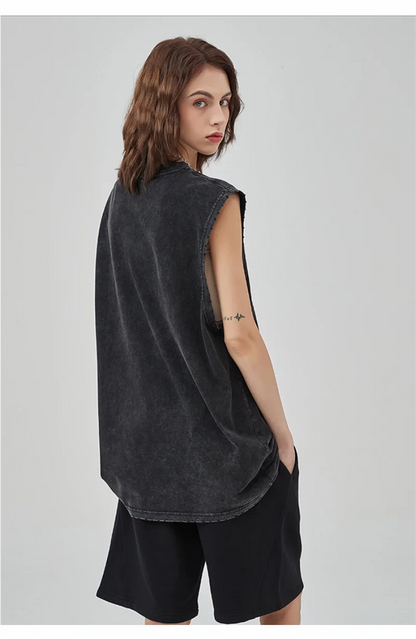 Customized Vest Street Fashion Sleeveless T-shirt Embroidery Logo 100% Cotton Shirt Printing Brand Sleeveless Vest Design