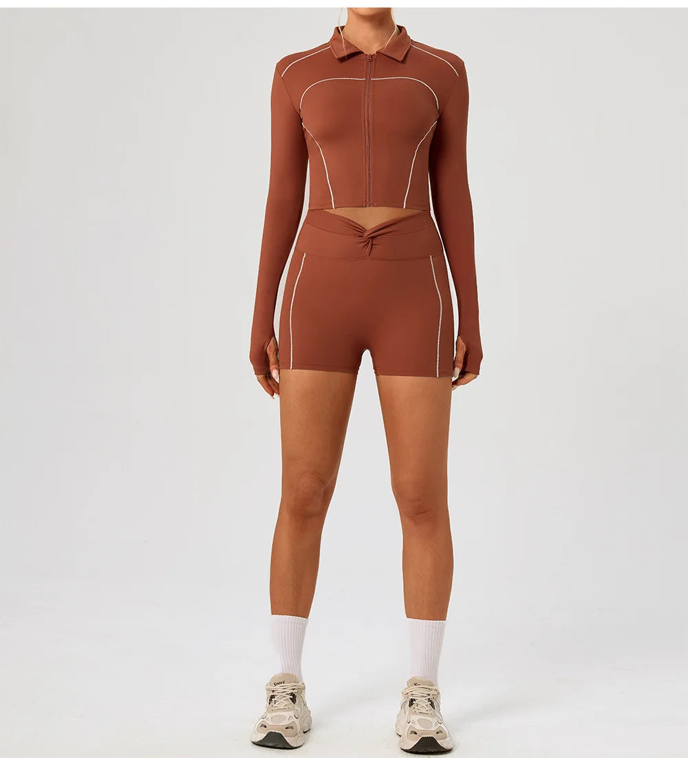 Women's Fitness Yoga Shirts Sports Jackets Gym Yoga Long Sleeve Running Coats Female Workout Clothes For Cycling Activewear