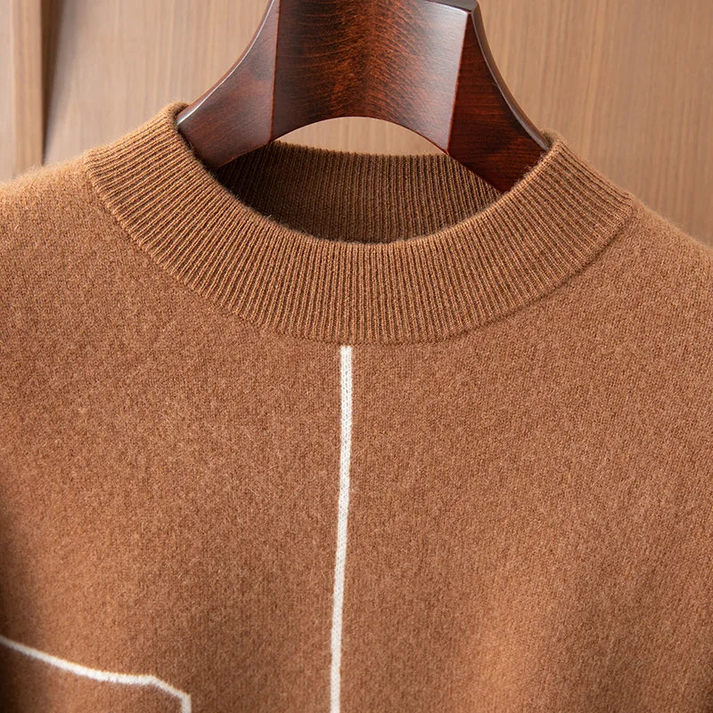 Men's Thick 100% Cashmere Sweater O-neck Long Sleeve Pullover Autumn Winter Soft Warm Cashmere Knitwear Smart Casual Jumper Tops