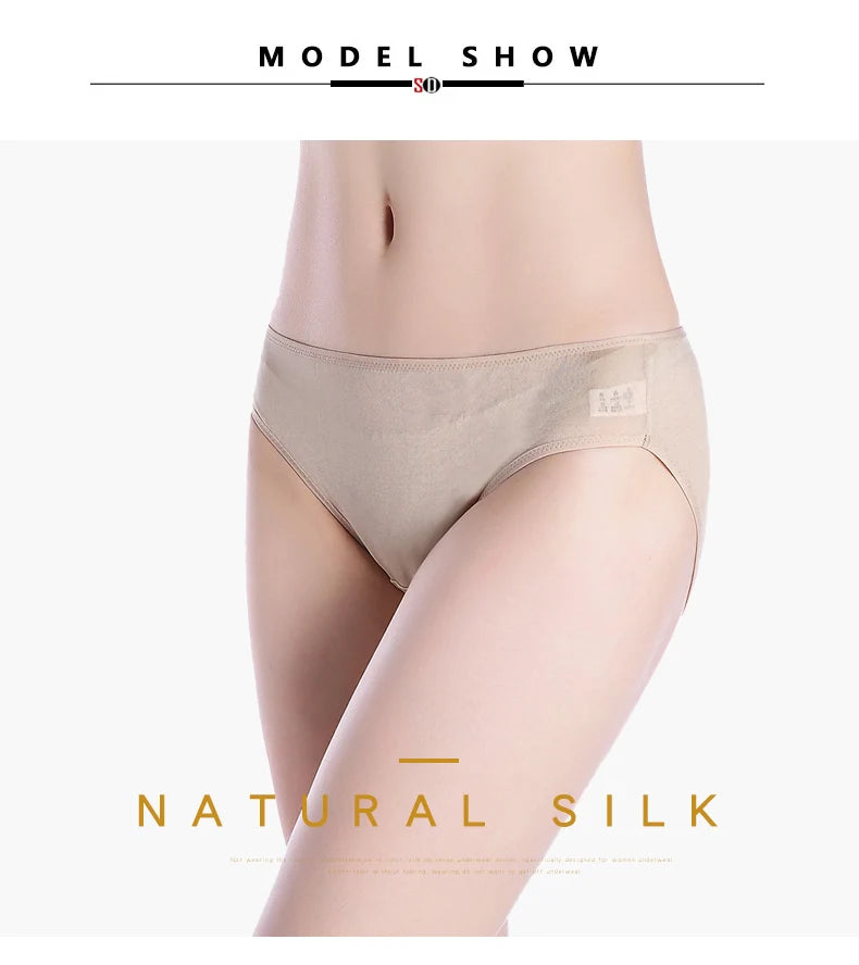 SuyaDream 3pcs/lot Women Panties 100%Natural silk Low-rise Briefs Healthy Basic Everyday Wear Underwears, Summer New Intimates