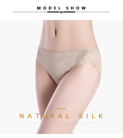 SuyaDream 3pcs/lot Women Panties 100%Natural silk Low-rise Briefs Healthy Basic Everyday Wear Underwears, Summer New Intimates
