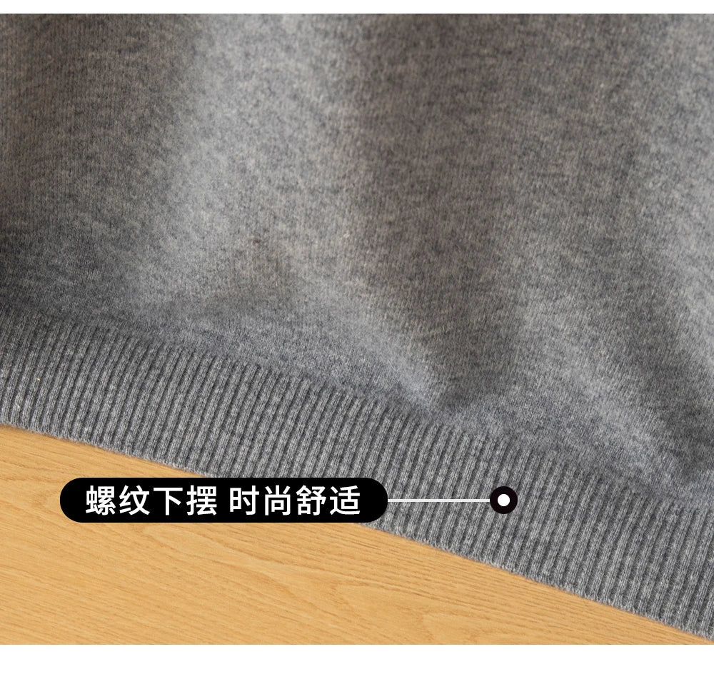 Autumn Winter 100%Wool Knit Pullover Men's O-Neck Color Block Sweater Jumper Fashion Thicken Loose Tops Clothing Warm Base Shirt