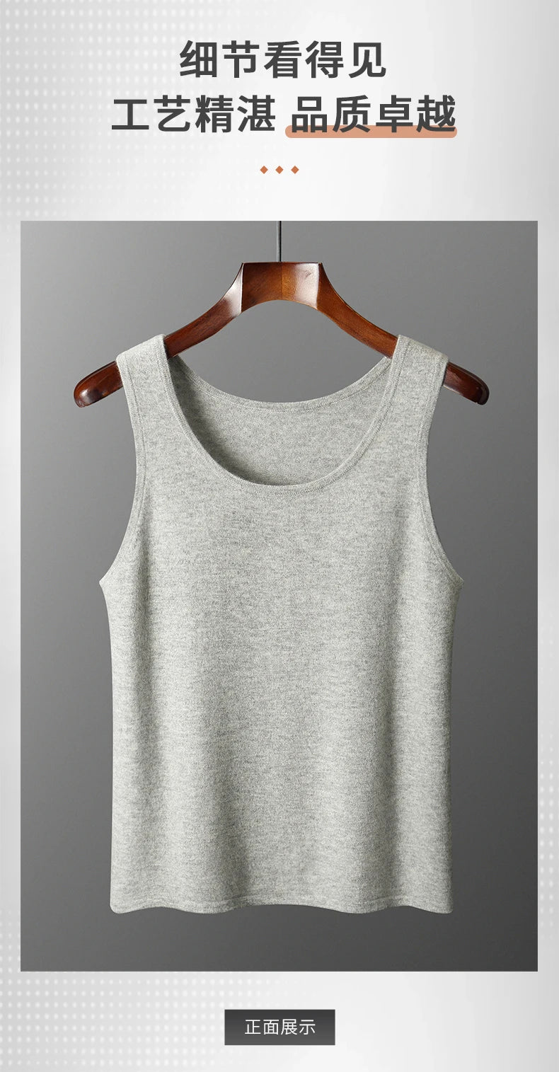 DjzDsm 2025 New H-Shaped Vest Men's Clothing 100% Pure Cashmere Pullover Solid Color Daily Interior Wear Suspender Knit Sweater