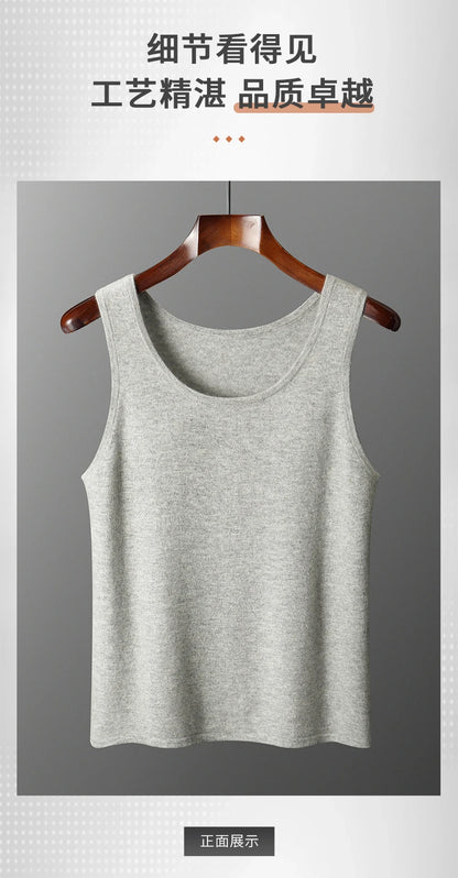 DjzDsm 2025 New H-Shaped Vest Men's Clothing 100% Pure Cashmere Pullover Solid Color Daily Interior Wear Suspender Knit Sweater
