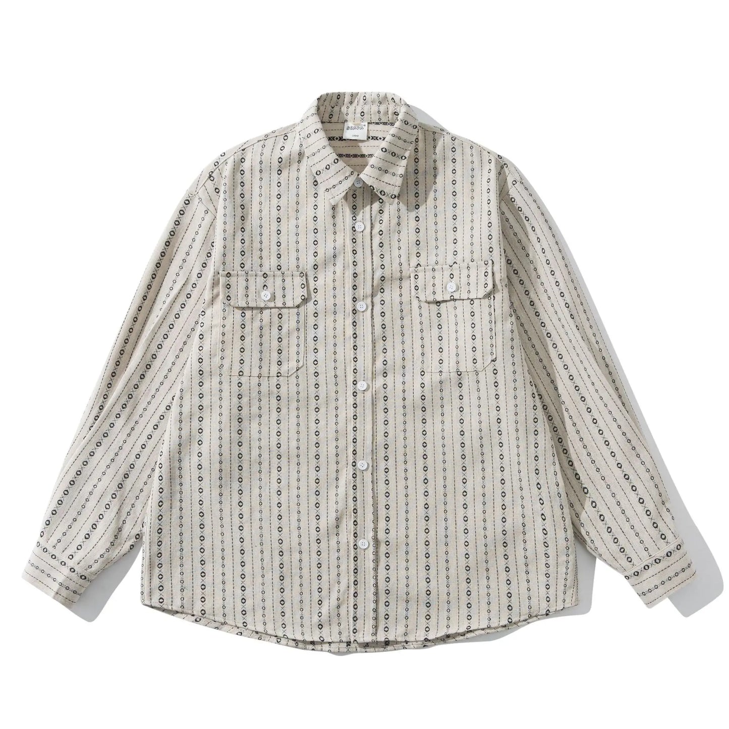 2026 New Japanese Retro Amekaji Ethnic Style Striped workwear shirt for men and women, loose artistic youth long sleeved shirt