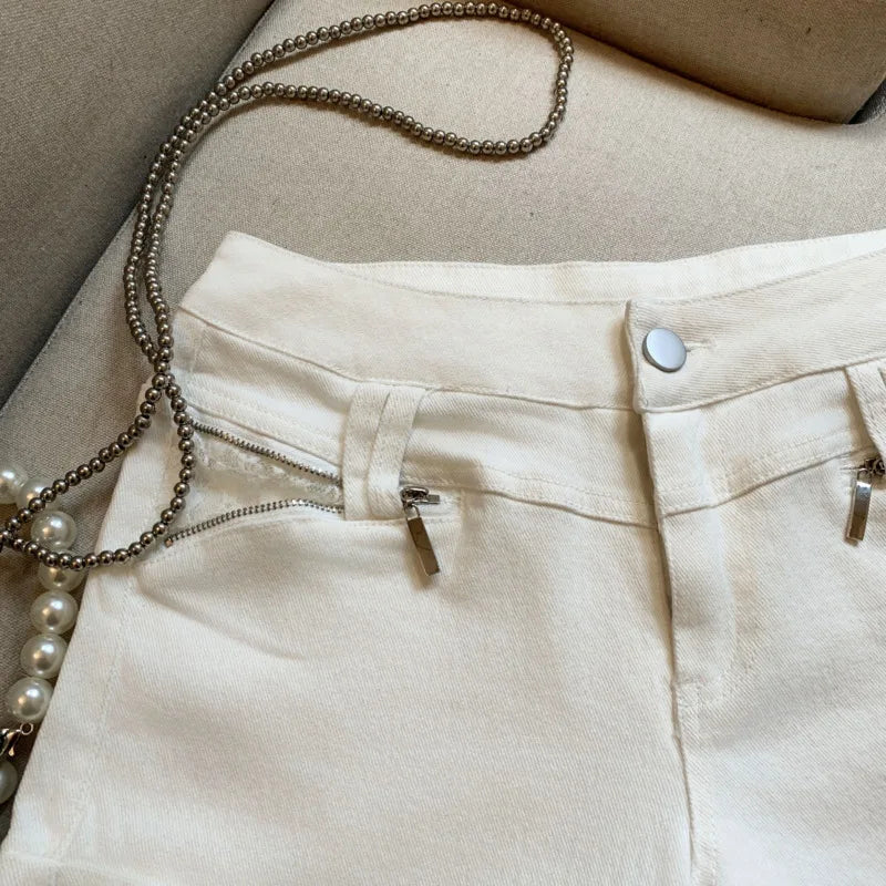 DEAT Fashion Casual Cargo Shorts Women's Khaki Lace Pocket Trim High Waist Daily Streetwear Hot Pants Summer New 7A3928