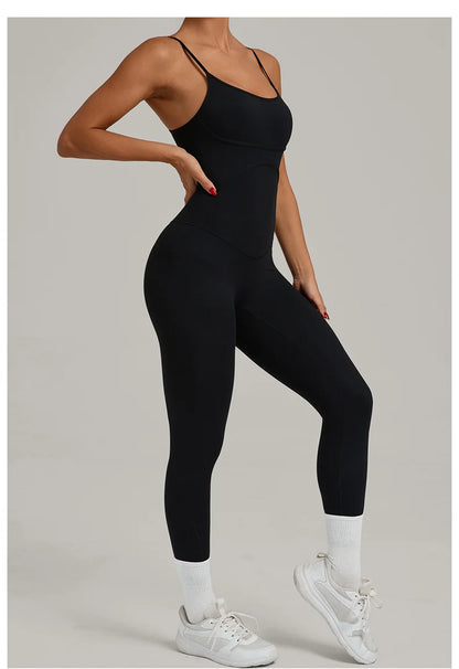 TRY TO BN Sports Jumpsuit Yoga Cross Adjustable Shoulder Straps Fitness Workout Bodysuit One Piece Sportswear Gym Women Clothing