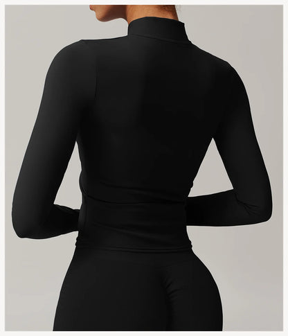 Yoga Shirts For Women Zipper Long Sleeve Fitness Jacket Running Gym Clothes Workout Dry Fit Breathable High Elastic Sports Top