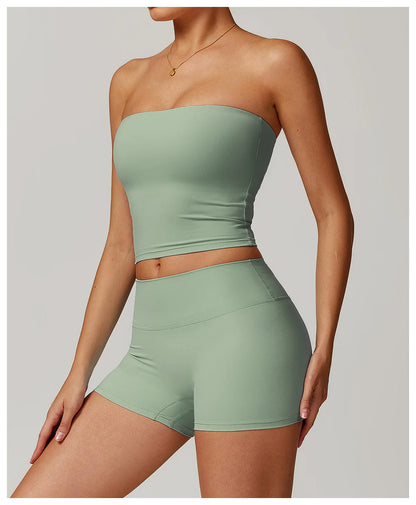 Custom LOGO Women's Strapless Tube Top Sexy Back Sports Underwear Women's Shockproof Quick-Drying Fitness Yoga Top