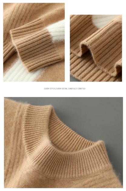 2025 Winter New Product Launch Men's Round Neck Jacquard Cashmere Knit Pullover 100% Pure Wool Men's Sweater Casual Thick Warm
