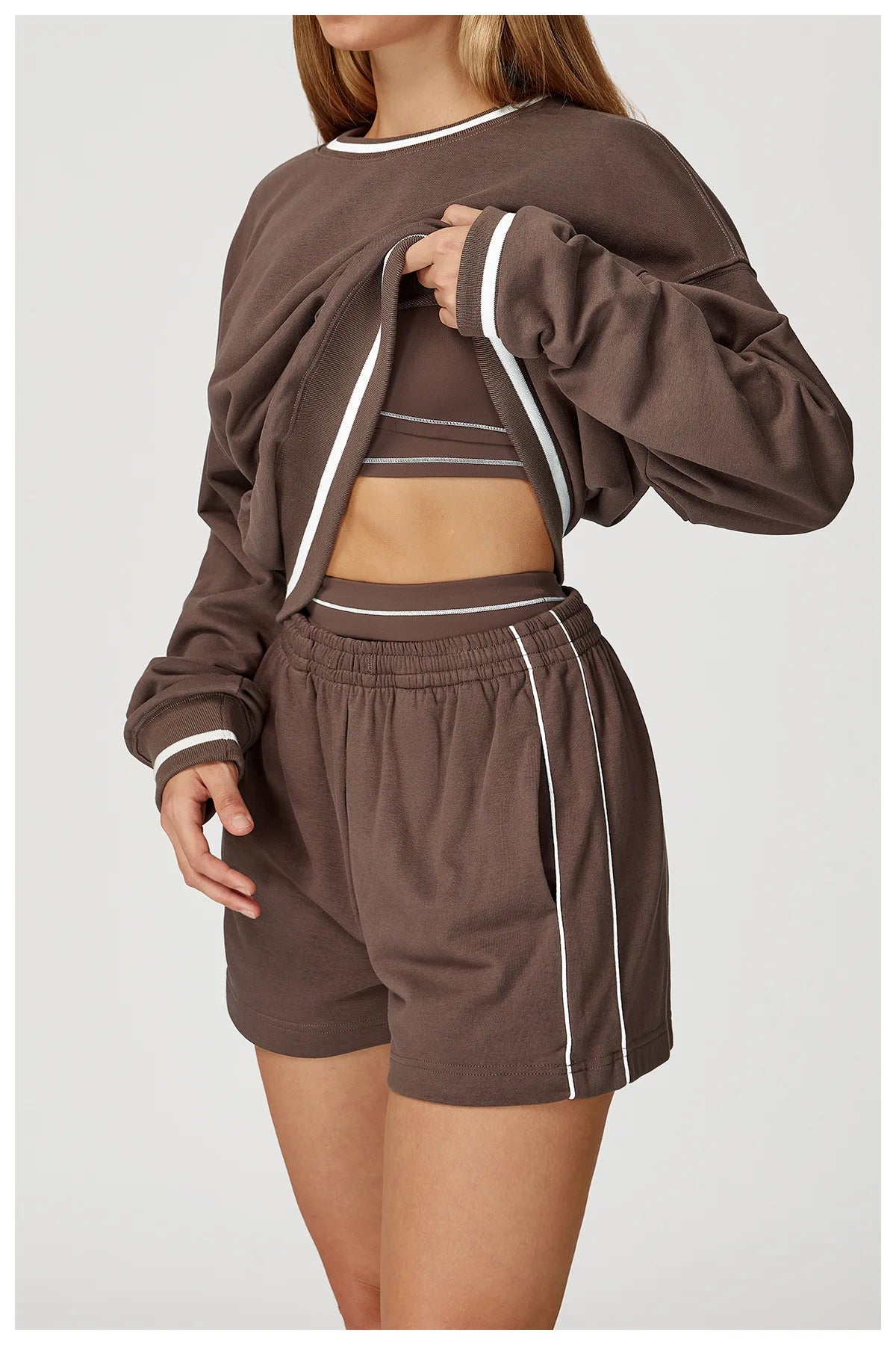Women Long Sleeved New Winter Color Blocking Hoodie Outdoor Casual Running Sports Top Loose Round Neck Top Fashionable Hoodie