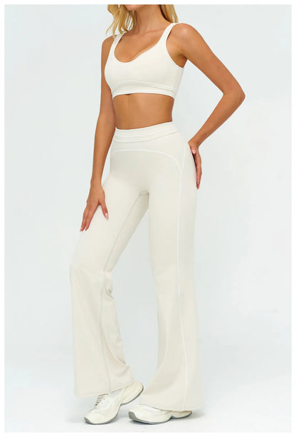 High Waist Yoga Wide Leg Pants Women Gym Fitness Bell-bottoms Pants Push Up Sports Trousers Female Casual Workout Flared Pants