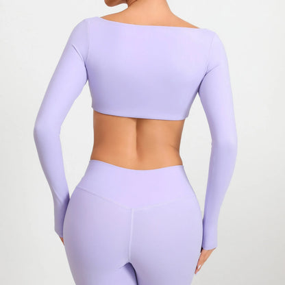 Women Yoga Shirts Crop Top Sexy Long Sleeves Shirts for Women Yoga Sports Fitness Sport Gym Clothes Running Push Up Workout Tops