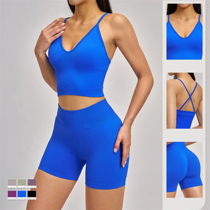 TRY TO BN Seamless Women's Tracksuit Shorts Yoga Set High Waisted Sportswear Fitness Workout Leggings Cycling Running Gym Shorts
