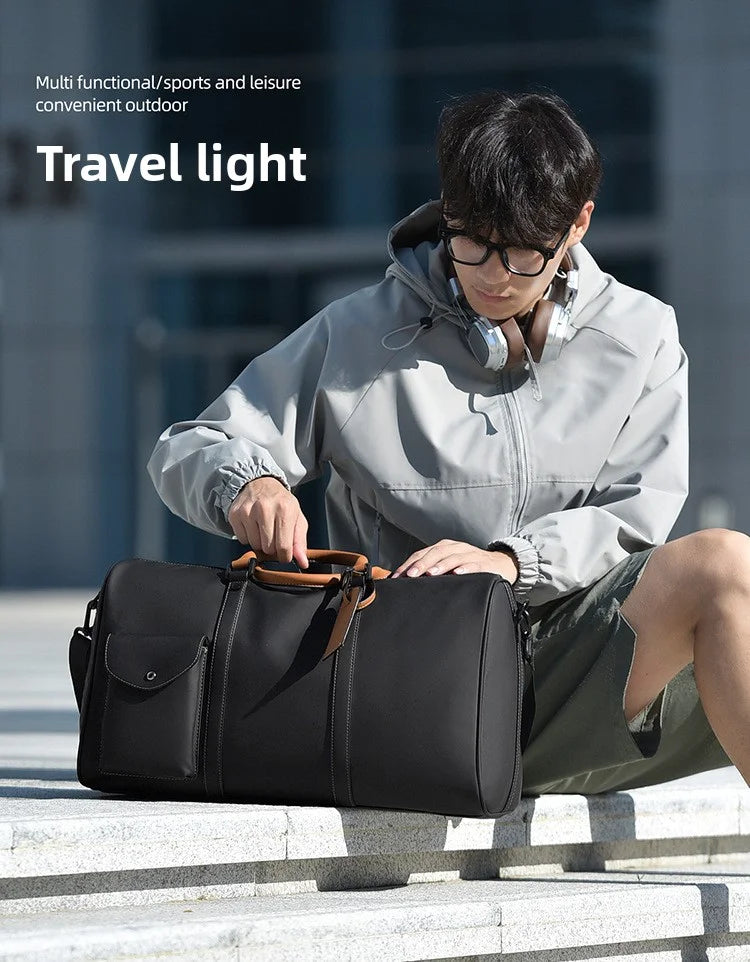 Custom Large Capacity Travel bag Totes Waterproof Crossbody Bag Man  Leather Travel Bag Handheld Bag print logo Business Handbag