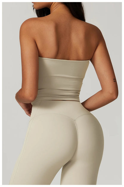 Custom LOGO Women's Strapless Tube Top Sexy Back Sports Underwear Women's Shockproof Quick-Drying Fitness Yoga Top