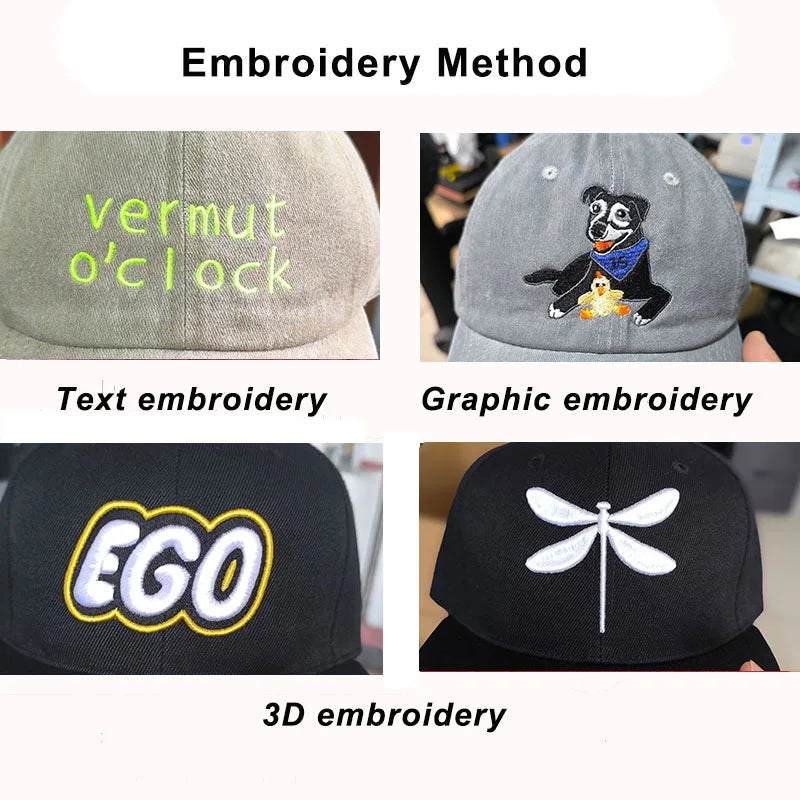 Custom Logo Snapback Cap Team Embroidery Monogram Baseball Hat Personalized Men Women Gorras Planas Hip Hop Bone Aba Reta