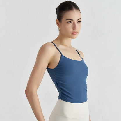 Fashion New Women Sports Tops Side Pleats Sexy Yoga Bras Suspender Nylon Elastic Women Workout Vest Gym Bra Tops Girl Sportswear