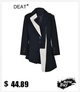 DEAT Fashion Women's Jackets Big Lapel Long Sleves Waist Retraction Zipper 3D Pockets Decoration Coats Spring 2025 New 7AB1819