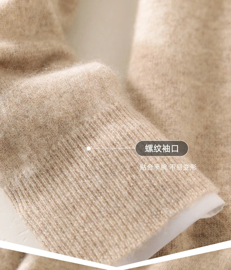 High-end 100% Cashmere Pullover for Men Mock Collar Thick Sweater Autumn Winter Knitted Jumper Warm Clothing Smart Casual Top