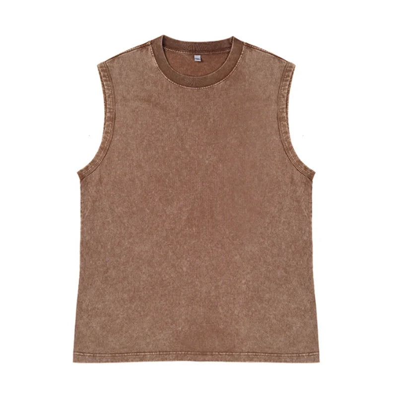 Customized Vest Street Fashion Sleeveless T-shirt Embroidery Logo 100% Cotton Shirt Printing Brand Sleeveless Vest Design