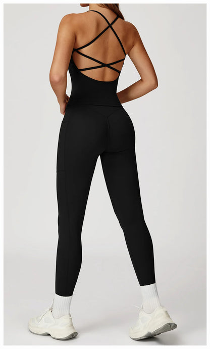 Women Sportswear Yoga Set 2PCS Sport Suit Gym Workout Clothes Women's Tracksuits Fitness Gym Vest High Waist Sports Leggings