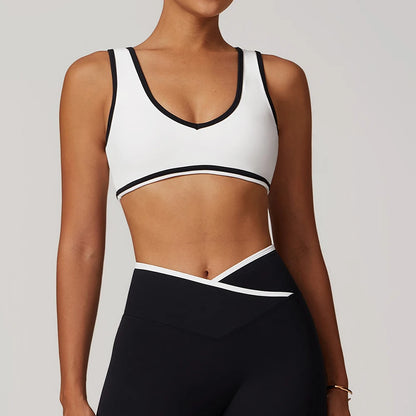 V-Neck Sports Bra Women Top Push Up Sport Underwear Yoga Vest Gym Crop Top Brassiere Fitness Top Workout Breathable Beauty Back