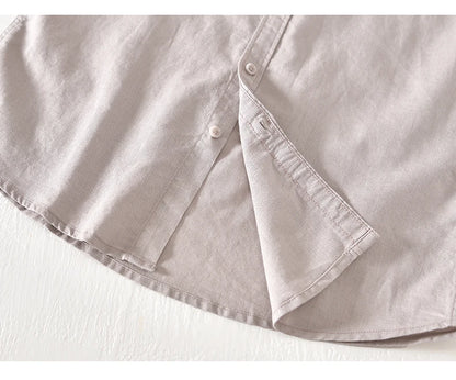 Summer Linen Cotton Men's POLO Collar Shirt Casual Business Short Sleeved Cardigan Fashion Loose Breathable Comfortable T-shirt