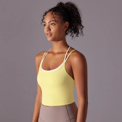Women Solid Color Fitness Yoga Bra Gym Yoga Top Backless Workout Top Female Push Up Running Sport Bra Sports Underwear Yoga Vest