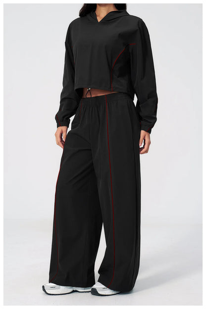 New Summer Sun Protection Set Yoga Set Women Two Piece Tracksuit Yoga Long Sleeved Wide-leg Pants Running Set Outdoor Sportswear
