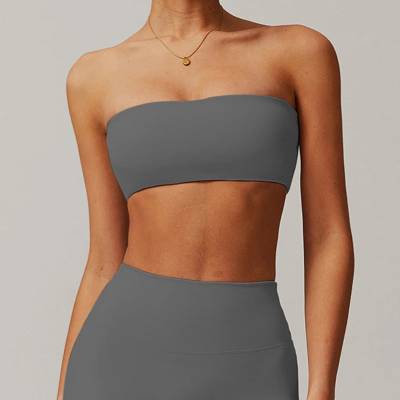 Summer Strapless Sports Bra Gym Women Quick-Drying Yoga Clothes Women Tube Top Fitness Chest Wrap Underwear Workout Bra Female