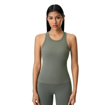 Custom LOGO new nude shaping yoga clothes vest with chest pad fitness sports sleeveless top