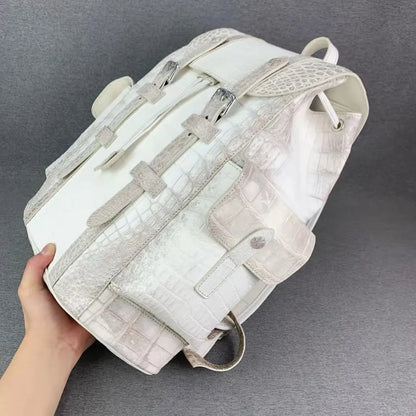 Genuine crocodile leather men's handbag real crocodile leather women's large size Himalayan white business travel computer bag