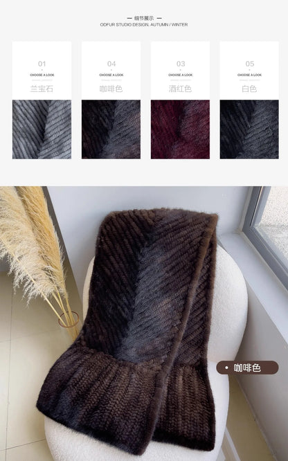 New mink woven women's scarf autumn and winter twill shawl warm herringbone scarfs fur Knitting high quality fishtail Scarves