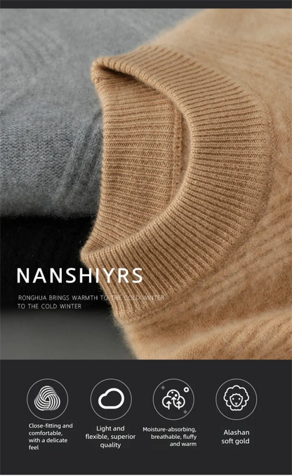 2025 Winter New Product Launch Men's Round Neck Jacquard Cashmere Knit Pullover 100% Pure Wool Men's Sweater Casual Thick Warm