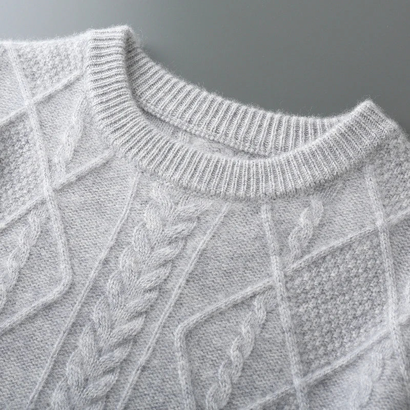 100% Pure Merino Wool Pullover 2025 Autumn/Winter New Men's Round Neck Business Casual Cashmere Sweater Loose Solid Color Tops
