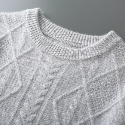 100% Pure Merino Wool Pullover 2025 Autumn/Winter New Men's Round Neck Business Casual Cashmere Sweater Loose Solid Color Tops