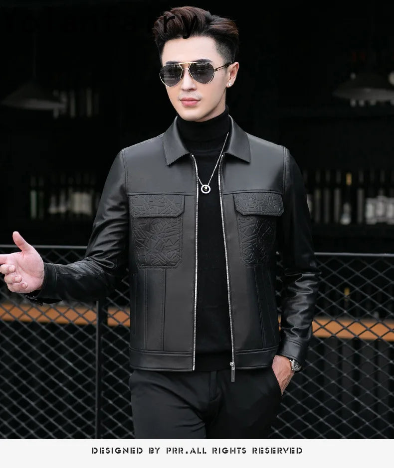 YOLANFAIRY Top Quality Real Sheepskin Genuine Leather Jacket Man Clothing Short Casual Leather Coat Soft Leather Jackets abrigos
