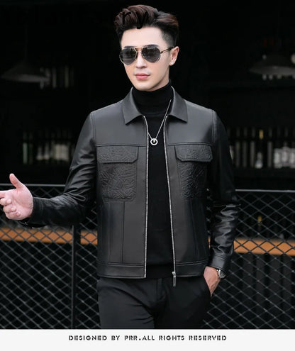 YOLANFAIRY Top Quality Real Sheepskin Genuine Leather Jacket Man Clothing Short Casual Leather Coat Soft Leather Jackets abrigos