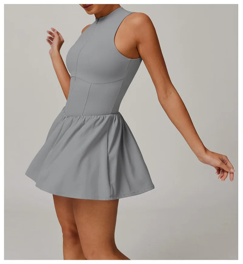 Tennis Skirt Sports Fitness Stand-up Collar Anti-light Golf Badminton Casual Fitness Workout Clothing Gym Yoga Suit for Women