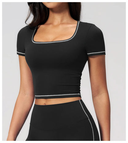 Yoga Shirts Women Sports T-Shirts Fitness Yoga Short Sleeve Gym Workout Top Running Active Shirts Female Push Up Sports T-shirts