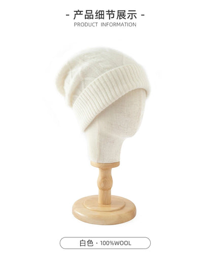 DjzDsm 100%Pure Wool Women's Hat For Winter Warm Soft Luxury Cashmere Twists Slouchy Street y2k Women's Hat