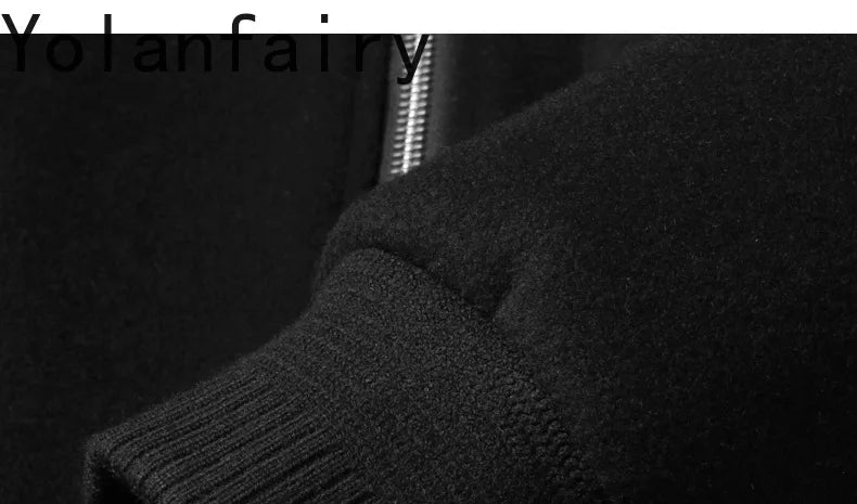 YOLANFAIRY 2025 Light Luxury 95% Wool 5% Cashmere Coats for Men Fashion Woolen Jacket Man Clothing Detachable Lapel Wool Coat