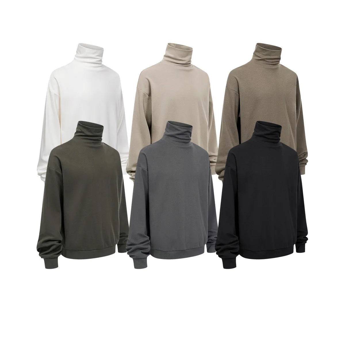 Custom LOGO Men's 305G Spring  Autumn New Cotton Polyester Turtleneck Casual Warm  High Elastic Couple Long Sleeve T-Shirt
