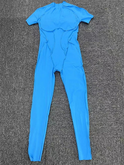 TRY TO BN Sport Jumpsuit Short Sleeves Backless Fitness Yoga Pant Workout Bodysuit One Piece Sportswear Tights Women Gym Clothes