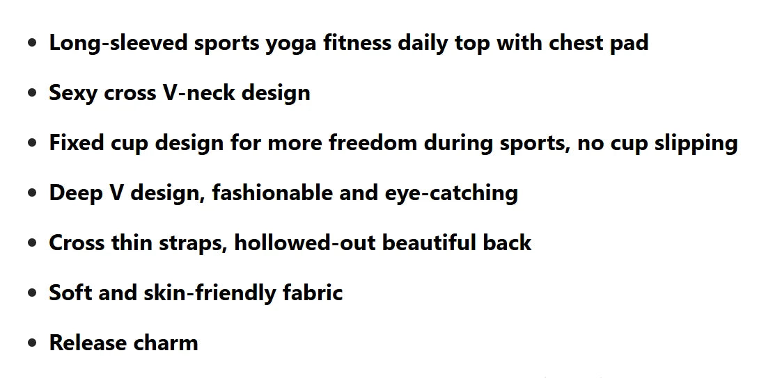 Yoga Top with Chest Pads Cross V-Neck Long Sleeves Women's Slim-Fit Running Training Cropped Navel-Baring Pilates Top  Fitness