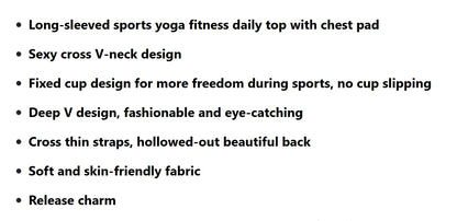 Yoga Top with Chest Pads Cross V-Neck Long Sleeves Women's Slim-Fit Running Training Cropped Navel-Baring Pilates Top  Fitness